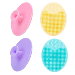 4 Pack Face Scrubber, Soft Silicone Facial Cleansing Brush Face Exfoliator Blackhead Acne Pore Pad Cradle Cap(Multicolor )
