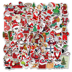50 PCS Christmas Stickers, Santa Claus Stickers Set Waterproof Vinyl Christmas Holiday Stickers Card Notebook Decorate for Xmas New Year Eve