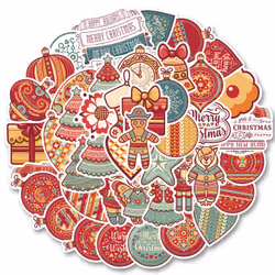 48 PCS Christmas Stickers, Santa Claus Stickers Set Waterproof Vinyl Christmas Holiday Stickers Card Notebook Decorate for Xm ...
