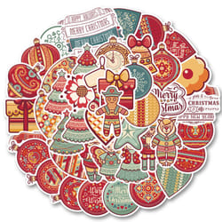 48 PCS Christmas Stickers, Santa Claus Stickers Set Waterproof Vinyl Christmas Holiday Stickers Card Notebook Decorate for Xmas New Year Eve