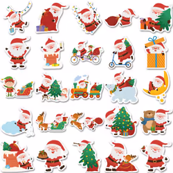 50 PCS Christmas Stickers, Santa Claus Stickers Set Waterproof Vinyl Christmas Holiday Stickers Card Notebook Decorate for Xmas New Year Eve