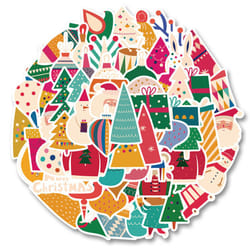 64 PCS Christmas Stickers, Santa Claus Stickers Set Waterproof Vinyl Christmas Holiday Stickers Card Notebook Decorate for Xmas New Year Eve