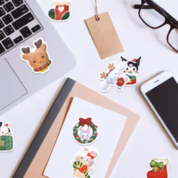 50 PCS Christmas Stickers, Santa Claus Stickers Set Waterproof Vinyl Christmas Holiday Stickers Card Notebook Decorate for Xmas New Year Eve