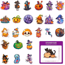 2023 Halloween Stickers Bulk, 100Pcs Halloween Pumpkin Theme Stickers, Vinyl Waterproof Halloween Holiday Party Stickers