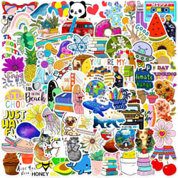 Summer Stickers 100 Pcs Cute Aesthetic Stickers for Water Bottle,VSCO Stickers Pack,Waterproof Vinyl for Laptop,Phone