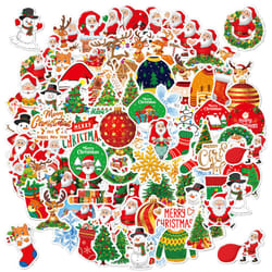 100 Pcs Christmas Stickers, Vinyl Waterproof Christmas Decorations Stickers for Laptop Water Bottles Envelopes Gifts