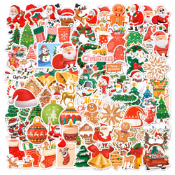100 Pcs Christmas Stickers, Vinyl Waterproof Christmas Decorations Stickers for Laptop Water Bottles Envelopes Gifts