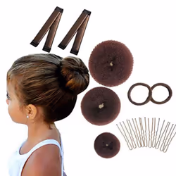 17 Pcs Donut Hair Bun Maker Set, 3 Pieces Hair Donut Bun Makers, 2 Pieces Bun Hair Curlers-Brown