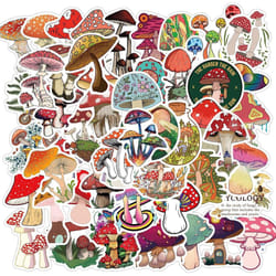 Mushroom Stickers, 50pcs Vinyl Waterproof Stickers for Laptop, Water Bottles, Bumper,Computer, Phone, Stickers and Decals