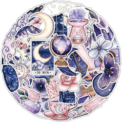 50 PCS Midnight Magic Moon Stickers Water Bottle Stickers Teen Girls Kids Waterproof Vinyl Laptop Scrapbooking Guitar Luggage Phone Skateboard