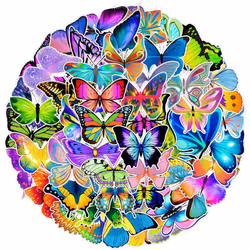 50 Pack Butterfly Stickers Bright Decals Vinyl for Water Bottle Luggage Laptop Cup Suitcase Wall Bedroom Waterproof Stickers ...