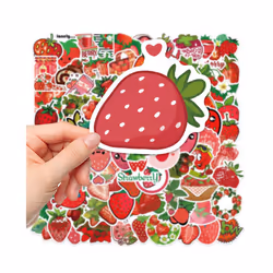100pcs Strawberry Stickers for Kids Teens, DIY Party Decorations, Cartoon Cute Stickers Phone Water Bottle Vinyl Waterproof Stickers