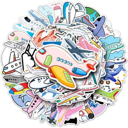 50 Pieces Airplane Stickers Water Bottle Notebook Car Water Bottle Phone Guitar Skateboard Vinyl Stickers Waterproof for Teen Boys Adults