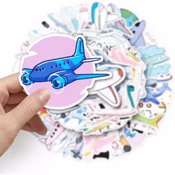 50 Pieces Airplane Stickers Water Bottle Notebook Car Water Bottle Phone Guitar Skateboard Vinyl Stickers Waterproof for Teen Boys Adults