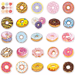 50 Pack Donut Stickers Water Bottle Notebook Phone Motorcycle Computer Guitar Skateboard Water Bottle Candy Snack Vinyl Stickers for Teen Adults