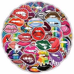 50-Pack Sexy Lip Stickers Water Bottle Notebook Car Phone Guitar Skateboard Kiss Stickers Vinyl Waterproof Decals For Teens A ...