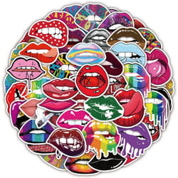 50-Pack Sexy Lip Stickers Water Bottle Notebook Car Phone Guitar Skateboard Kiss Stickers Vinyl Waterproof Decals For Teens Adults