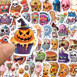 Halloween stickers, 50 pcs for kids adult water bottle, pumpkin and food waterproof stickers, laptop skateboard vinyl stickers and more.