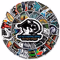 51 Pack Personal Sea Fishing Series Stickers Teen Kids Adult Waterproof Vinyl Stickers for Laptop Tablet Phone Water Bottle Bicycle Luggage