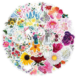 100 Pieces Water Bottle Flowers Sticker Pack, Cute, Vinyl, Stylish, Waterproof Stickers for Laptop Scrapbook Phone, Flowers Gifts for Adults Teens