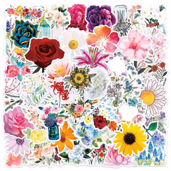 100 Pieces Water Bottle Flowers Sticker Pack, Cute, Vinyl, Stylish, Waterproof Stickers for Laptop Scrapbook Phone, Flowers Gifts for Adults Teens