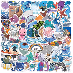 Sea Animal Stickers - 100 PCS Waterproof for Laptop Suitcase DIY Vinyl Stickers for Birthday Party Scrapbooking Skateboard Ph ...