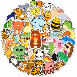50-Pack Cute Animal Stickers, Waterproof Vinyl Cute Stickers for Water Bottles, Laptops, Phones, Skateboard Stickers for Teen ...