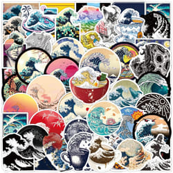 50 wave sticker waterproof vinyl is suitable for water bottles, bicycles, notebooks, refrigerators, suitcases, computers and skateboards.