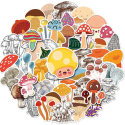 50 mushroom stickers water bottles, cute hydrofoil stickers, waterproof vinyl aesthetics laptop mobile phone stickers for young children.