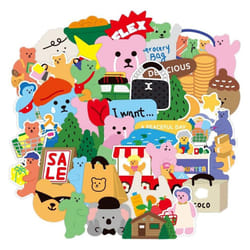 50pcs cute animal bear stickers waterproof vinyl cute funny stickers suitable for laptop phablet hydrofoil kettle bike luggage computer