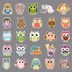 50pcs cute owl stickers waterproof vinyl cute funny stickers suitable for laptop phablet hydrofoil kettle bike luggage computer.