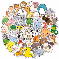 50PCS Cute Animal Stickers for Kids, Water Bottles Stickers Vinyl for Girls Phone/Laptop/Luggage