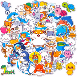 50Pcs children's animal stickers, kettle cute reward stickers, laptop vinyl waterproof stickers, bumpers, skateboards, animal ...