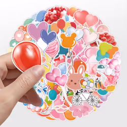 Cute Balloon Stickers for Water Bottle,Waterproof Vinyl 50pcs Stickers for Laptop Computer Phone Bumper Skateboard Luggage Stickers for Teens Kids.