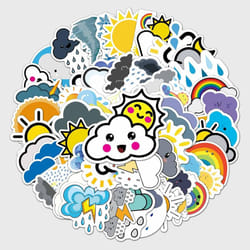 Adorable Cartoon Weather Stickers for Water Bottle,Waterproof Vinyl 50pcs Stickers for Laptop Computer Phone Bumper Skateboard Luggage Stickers.