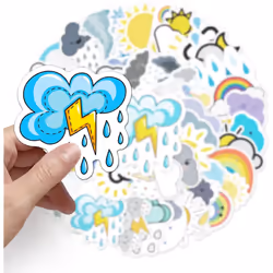 Adorable Cartoon Weather Stickers for Water Bottle,Waterproof Vinyl 50pcs Stickers for Laptop Computer Phone Bumper Skateboard Luggage Stickers.