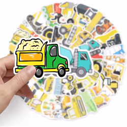 50 waterproof stickers for engineering vehicles laptop kettle suitcase refrigerator truck excavator vinyl stickers for children and adolescents