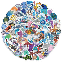 Ocean World Stickers of 100 Vinyl Decal Merchandise Laptop Stickers for Laptops, Computers, Hydro Flasks, Skateboard and Travel Case