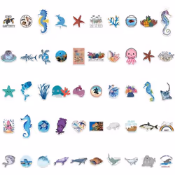 Ocean World Stickers of 100 Vinyl Decal Merchandise Laptop Stickers for Laptops, Computers, Hydro Flasks, Skateboard and Travel Case