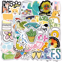 50 waterproof vinyl color stickers water bottle computer helmet bike skateboard mobile phone guitar stickers for adults and c ...