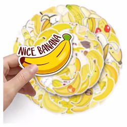 Yellow banana sticker is suitable for children cartoon vinyl waterproof sticker computer mug kettle suitcase mobile phone cup bicycle notebook.
