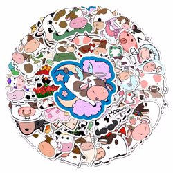 Cute cow stickers are suitable for children and teenagers, cartoon waterproof vinyl stickers computer cups bicycle suitcases  ...