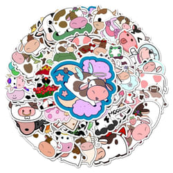 Cute cow stickers are suitable for children and teenagers, cartoon waterproof vinyl stickers computer cups bicycle suitcases mobile phone car.