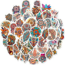 50 colorful dream catcher stickers aesthetic waterproof vinyl stickers water bottles luggage decals mobile phones computers skateboarding guitars.