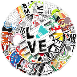Badminton ball waterproof vinyl sticker 50 suitable for computer suitcase, mobile phone, car scrapbook, kettle and bicycle graffiti sticker.