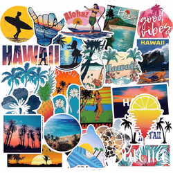 100pcs Waterproof Hawaii Stickers Pack,Summer Aloha Beach Vinyl Stickers for Luggage Laptop Hydroflask Water BottlesHawaii De ...