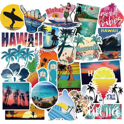 100pcs Waterproof Hawaii Stickers Pack,Summer Aloha Beach Vinyl Stickers for Luggage Laptop Hydroflask Water BottlesHawaii Decals for Teens
