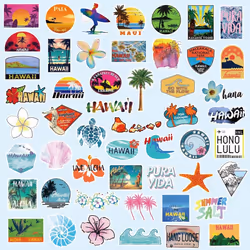 100pcs Waterproof Hawaii Stickers Pack,Summer Aloha Beach Vinyl Stickers for Luggage Laptop Hydroflask Water BottlesHawaii Decals for Teens