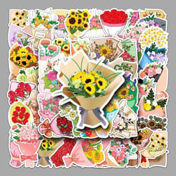 50pcs Bouquet of flowers stickers Waterproof Vinyl Stickers Cute Funny Stickers for Laptop Tablet Phone Hydroflasks Water Bottle Bike Luggage