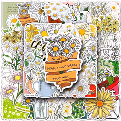 50pcs Daisy Flower Stickers Waterproof Vinyl Stickers Cute Funny Stickers for Laptop Tablet Phone Hydroflasks Water Bottle Bi ...